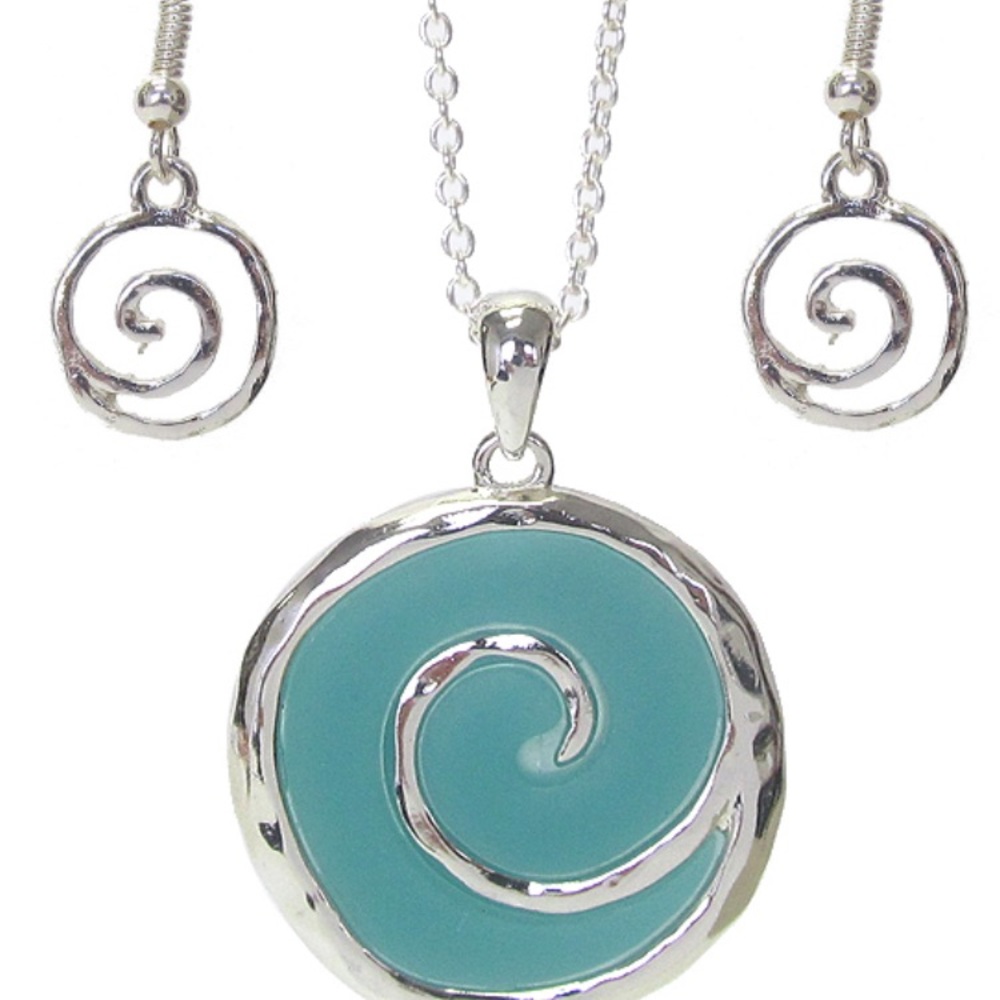 3/$40 Sea glass swirl epoxy pendant necklace set
